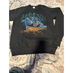 90s Black Panther Cat Sweatshirt XL Vintage Jerzees Tag USA Graphic Animal